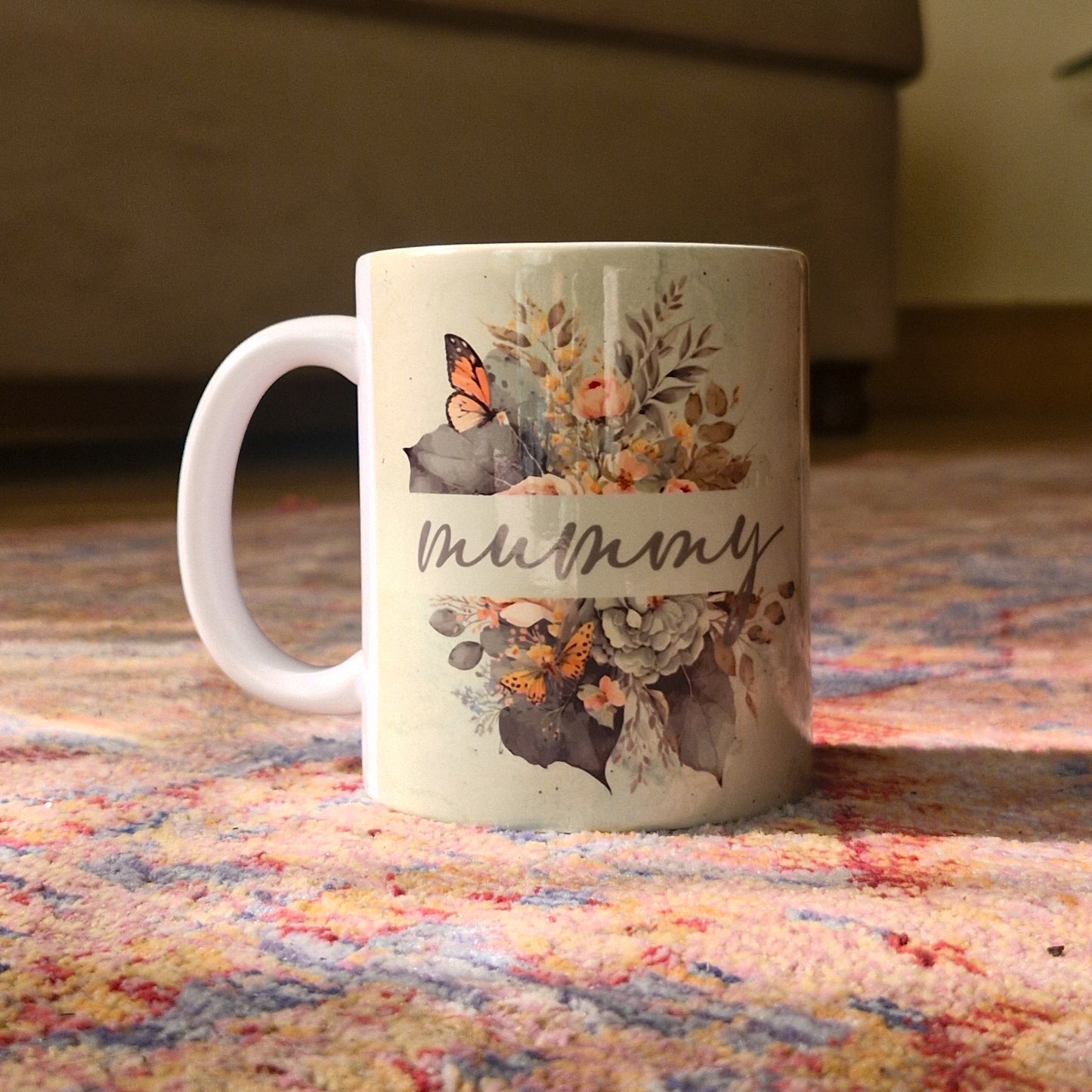 Mummy Butterfly Floral Mug
