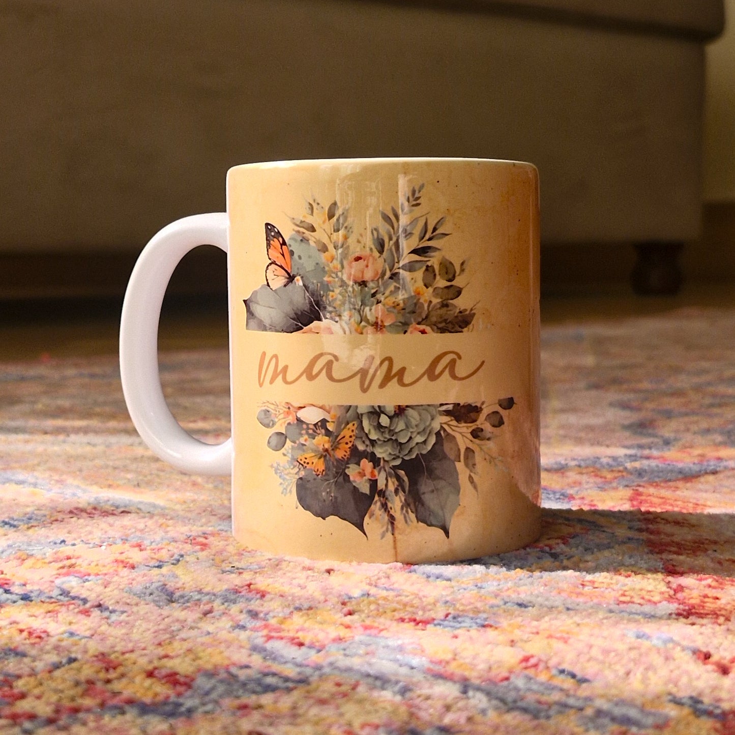 Mama Butterfly Floral Mug