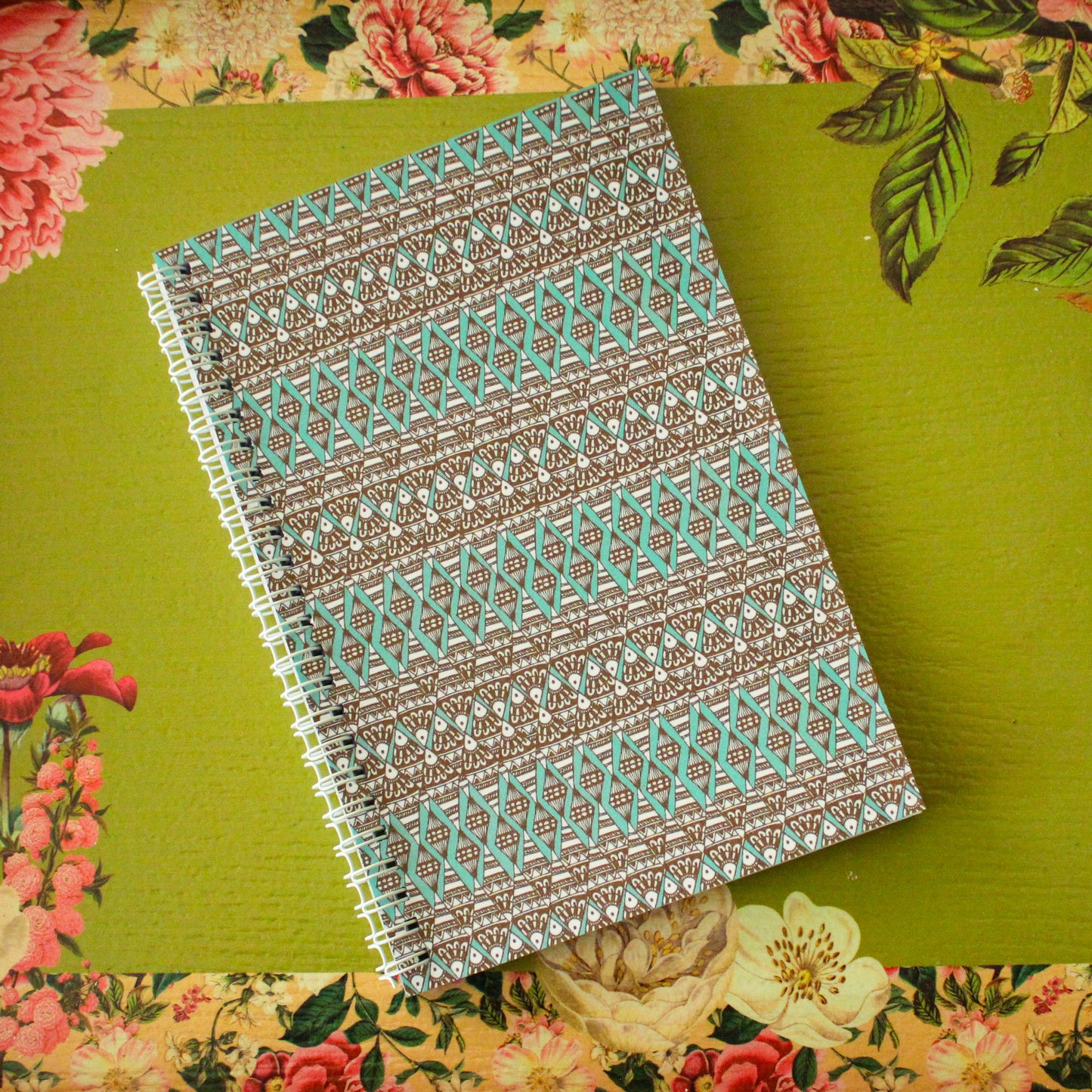 Madhubani Folk Fish Pistachio Notebook