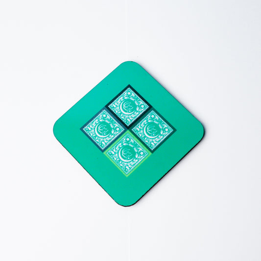 Green Postage Stamps Coaster