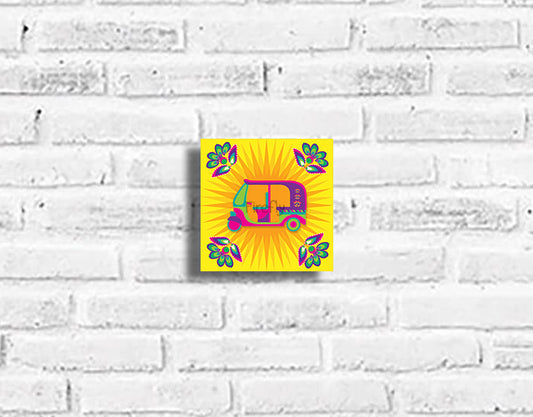 Retro Rikshaw Yellow Plaque