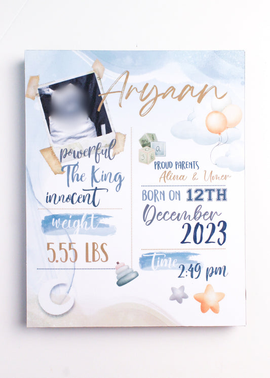 Baby Boy Tea Stain - New Born - Plaque