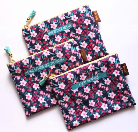 Deep Florals Zipper - Firefly
