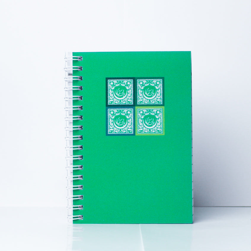 Green Postage Stamps Mini Notebook