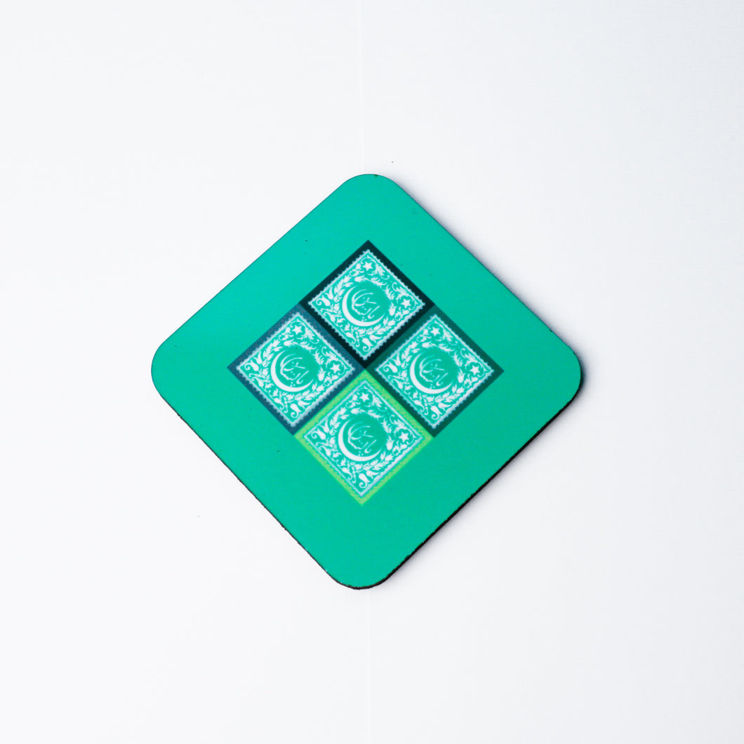 Green Postage Stamps Coaster