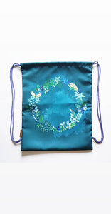 Teal Floral Drawstring