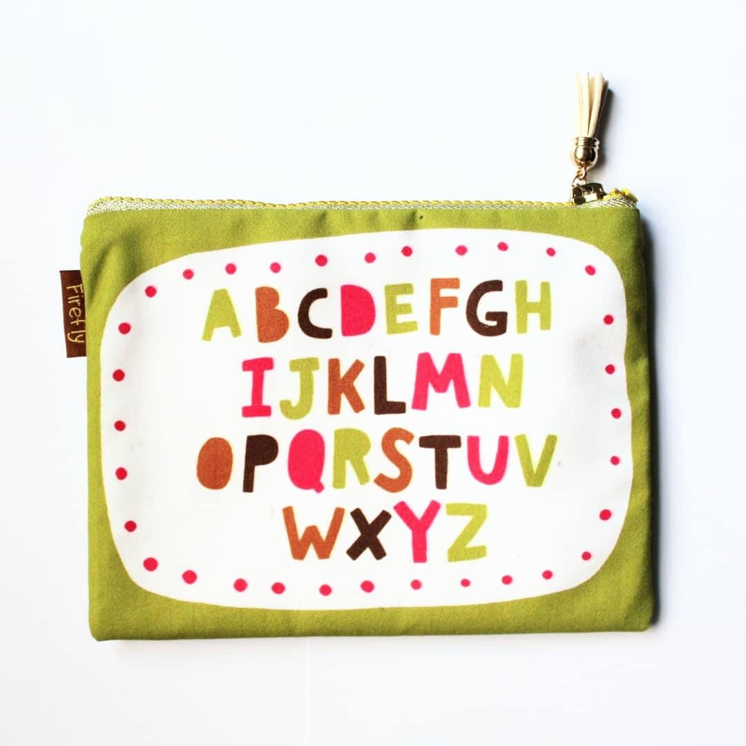 Alphabet Soup Zipper - Firefly