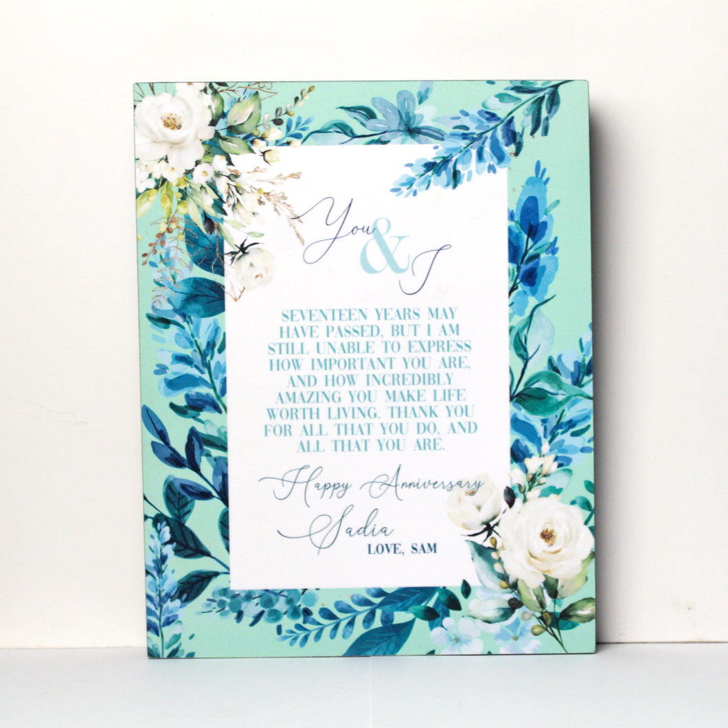 You and I - Mint Anniversary Plaque